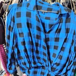 rag & bone Blue and Black Plaid Button-Down Shirt